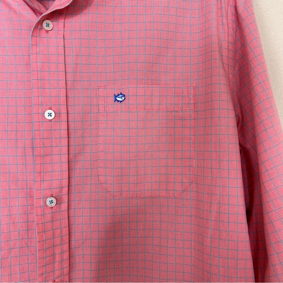 Southern Tide Men’s South of Broad Plaid Sport Shirt in Sunset size M - Picture 5 of 7